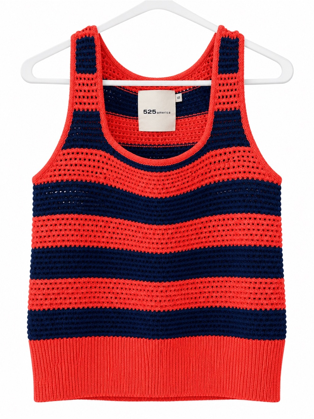 525 America Red & Navy Striped Crochet Knit Tank Top – Size Small